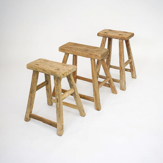 Rustic Rectangular Elm Stool