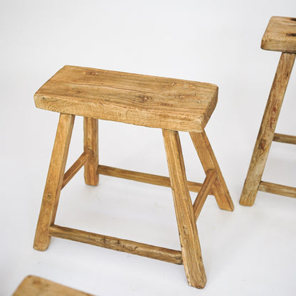 Rustic Rectangular Elm Stool