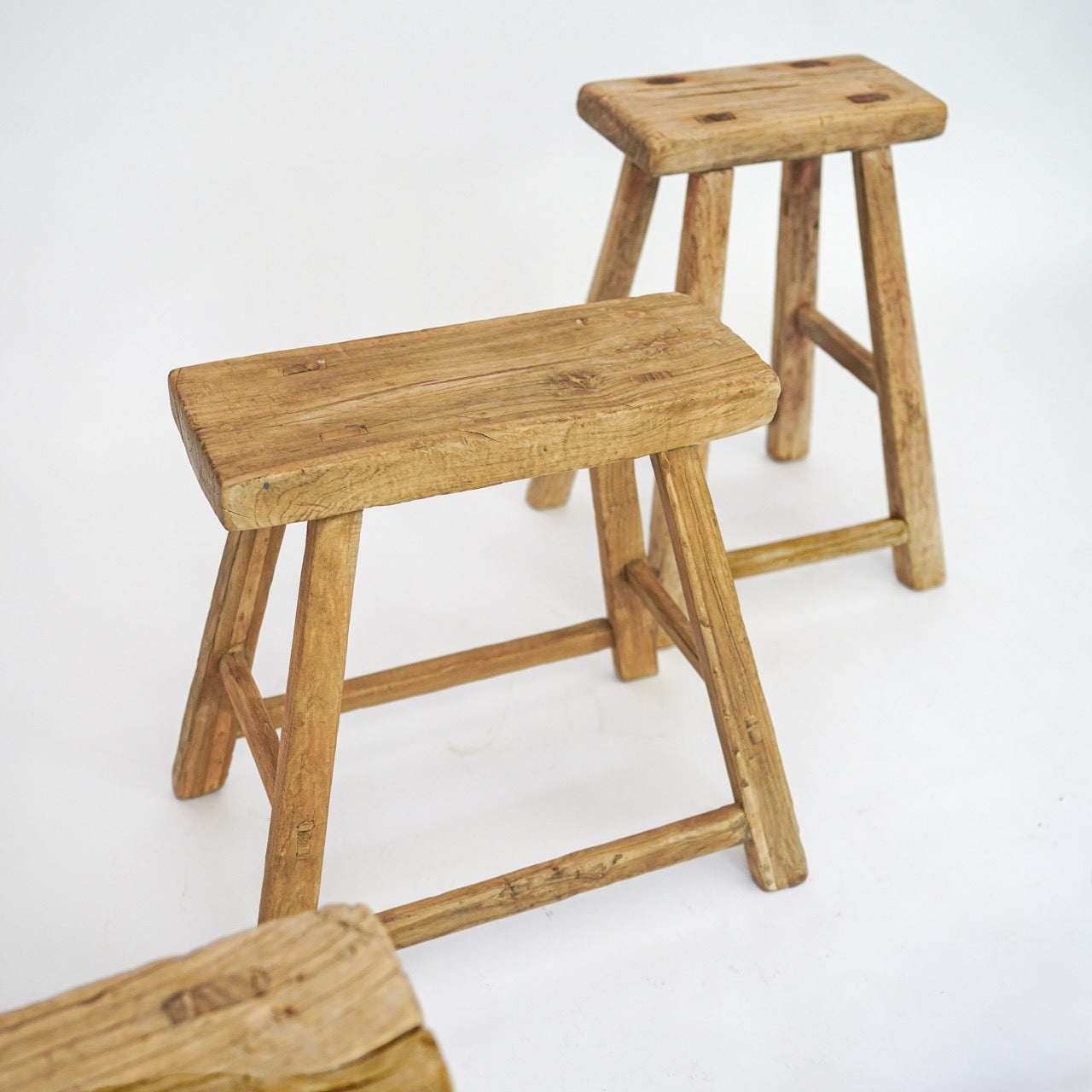 Rustic Rectangular Elm Stool